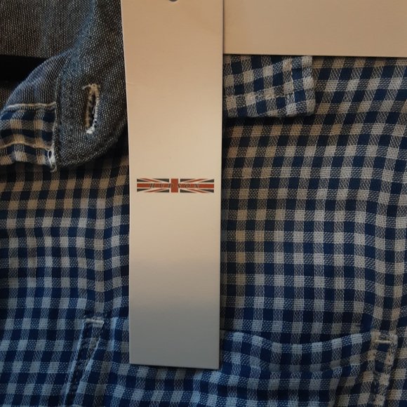 Hudson's Men's New! Saint Blue & White Checked Short Sleeve Button Shirt, Sm - Picture 11 of 16